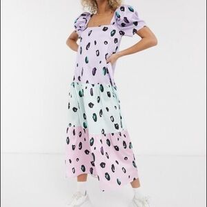 Oversized Multicolored Pastel Animal Print Dress